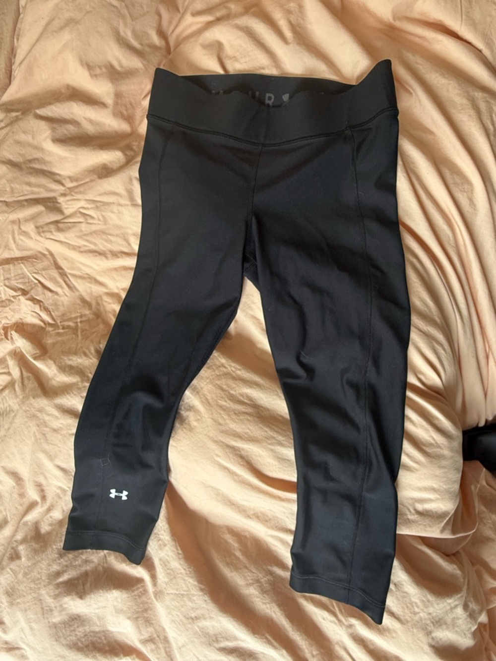 Under Armour Black Compression Capri Leggings with Subtle Logo